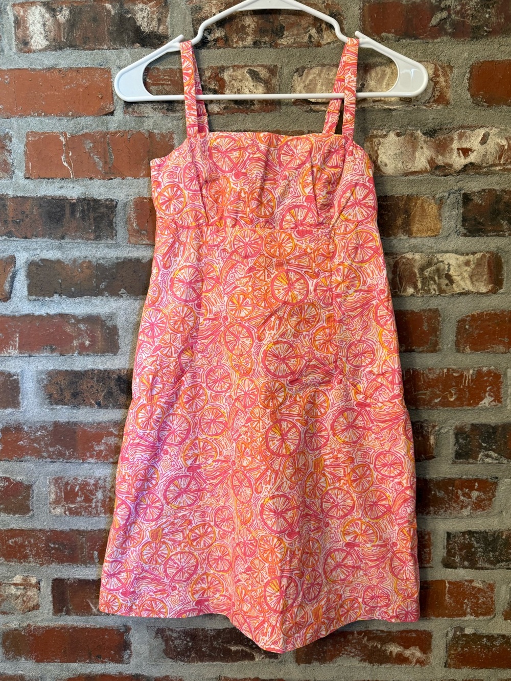 D43 Lilly Pulitzer Pink & Orange Bicycle Print Mini Dress